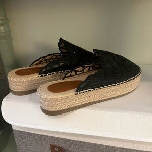 SHEIN Black Lace Platform Espadrilles